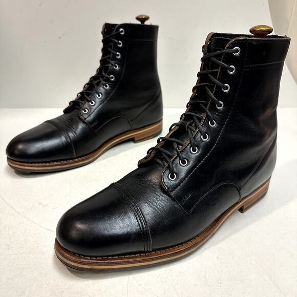 NEW HEELS Rancourt & Co. x Helm Wells Cap Toe Service Boot Black Horween USA 9 D main image 5